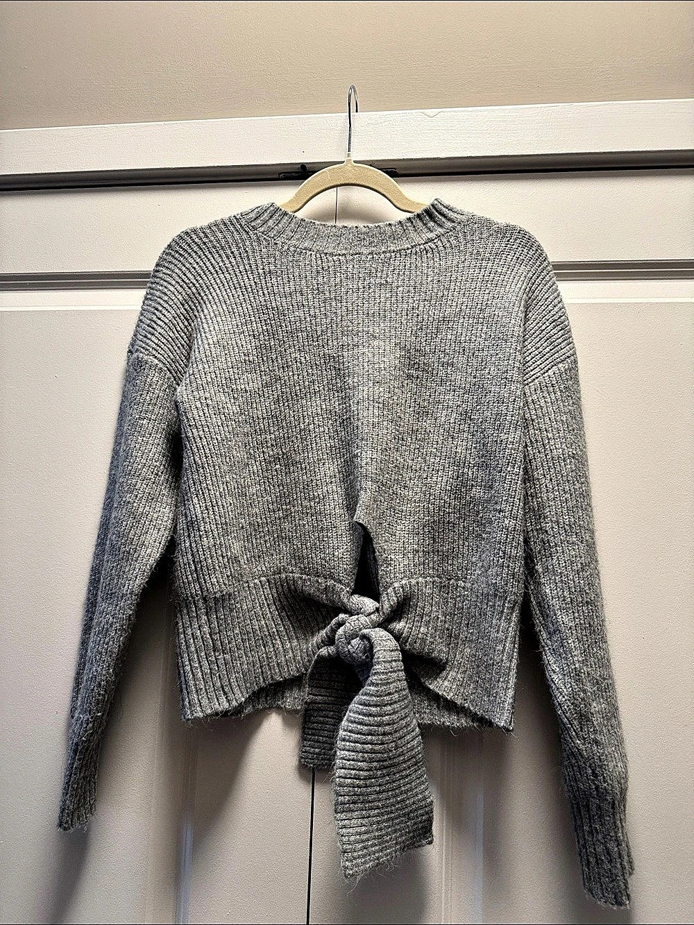 Gray Tie-Front Sweater Like New